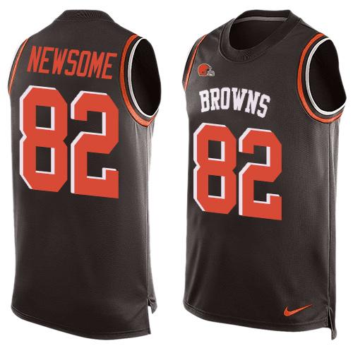 Nike Browns #82 Ozzie Newsome Brown Team Color Men's Stitched NFL Limited Tank Top Jersey - Click Image to Close
